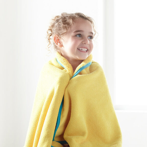 Norwex Kids Towel, Yellow with Teal Trim