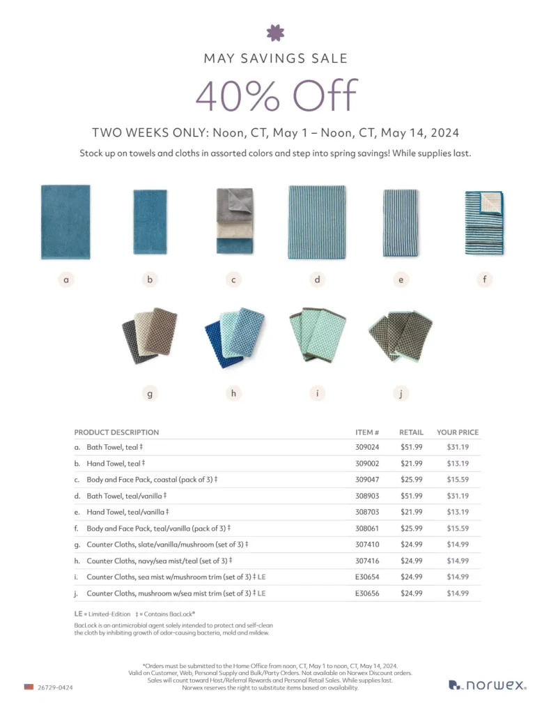 Norwex May 2024 Savings | 40% off Select Items