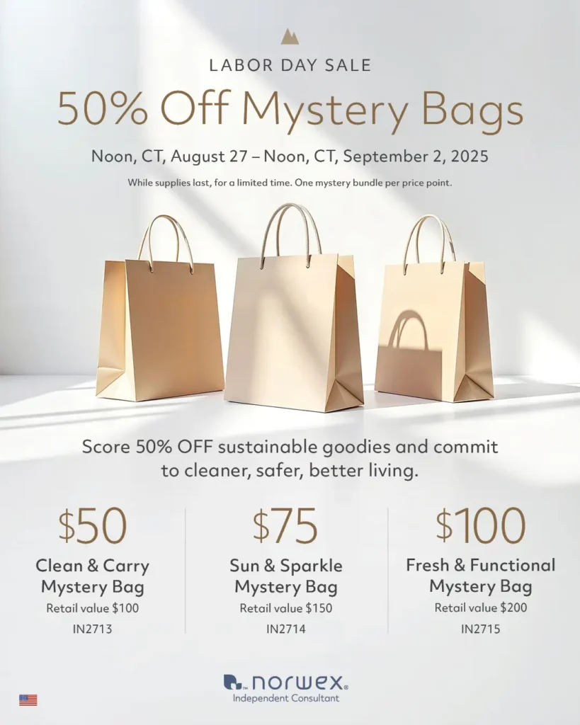 Norwex 2025 Labor Day Sale | 50% off Mystery Bags through 9/2
